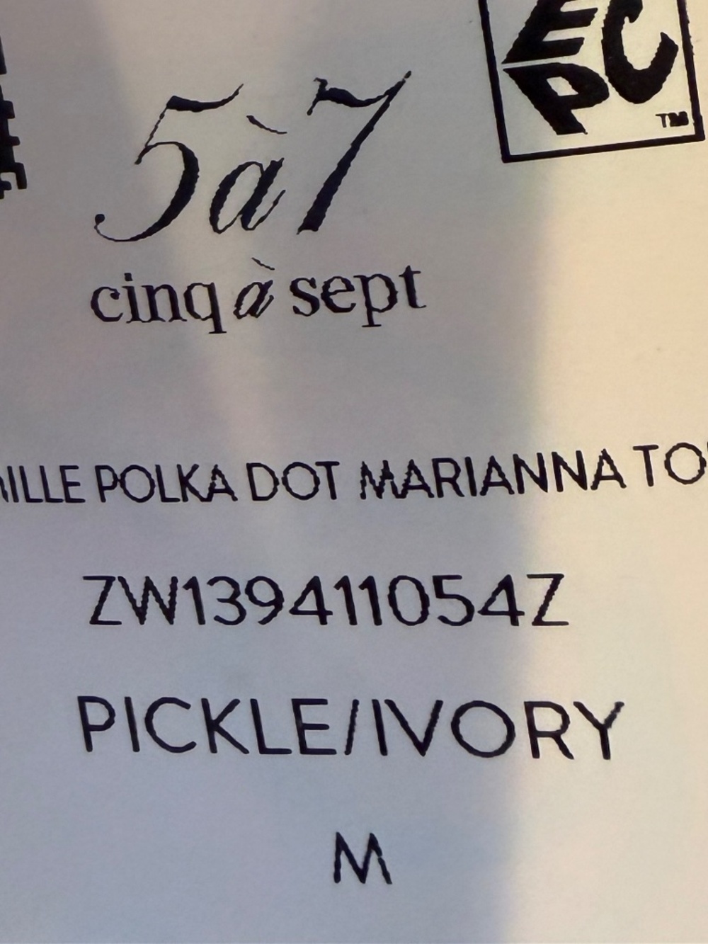 NWT CINQ a SEPT Camille Polka Dot Marianna Top Size M Color Pickle/ivory - Picture 5 of 10